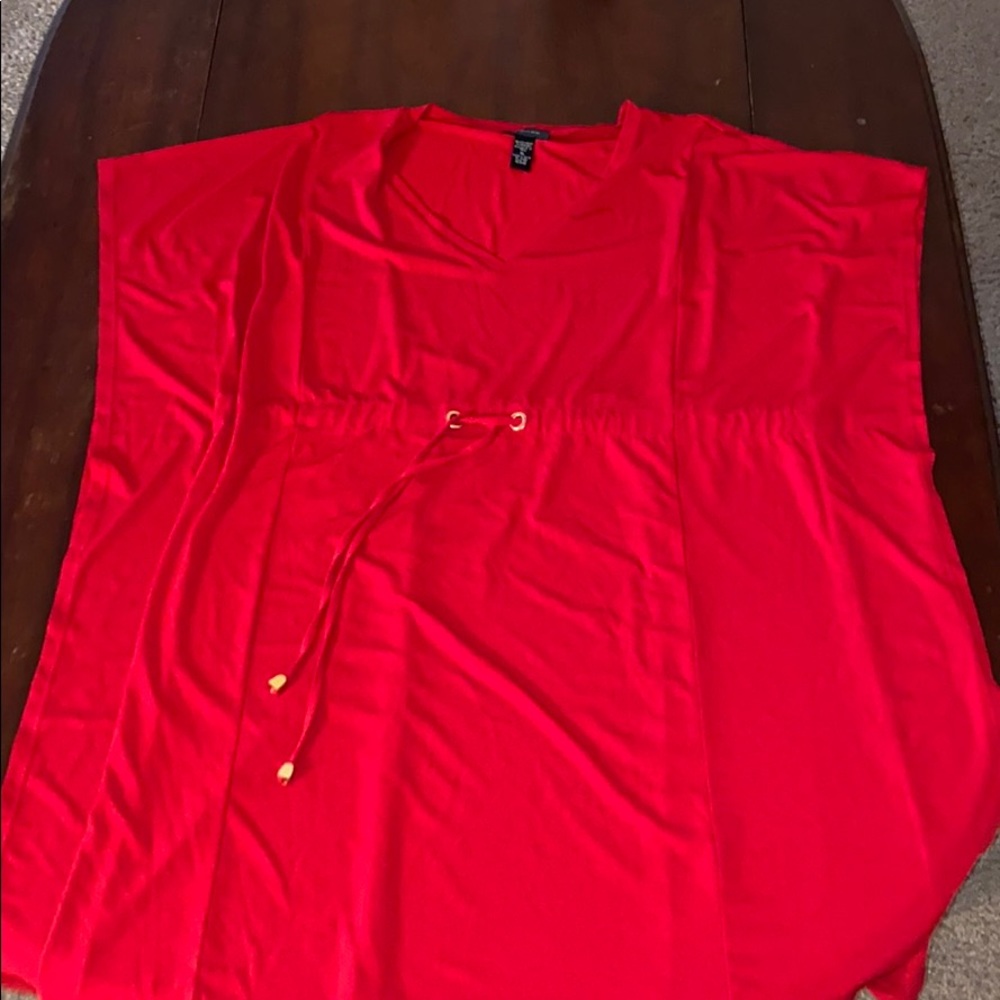 Red dress with a draw string